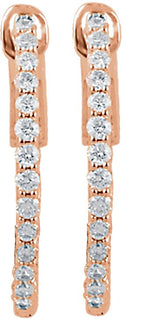 14K Gold Round Lab-Grown Diamond Inside-Outside Hoop Earrings - Rose Gold - view 2