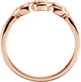 14K Gold Round Natural Diamond Three-Stone Bezel-Set Ring II - Rose Gold - view 2