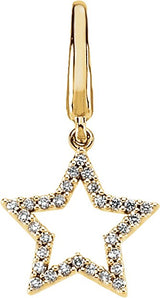 14K Gold Round Natural Diamond Accented Star Pendant – 1/8 CTW - Yellow Gold