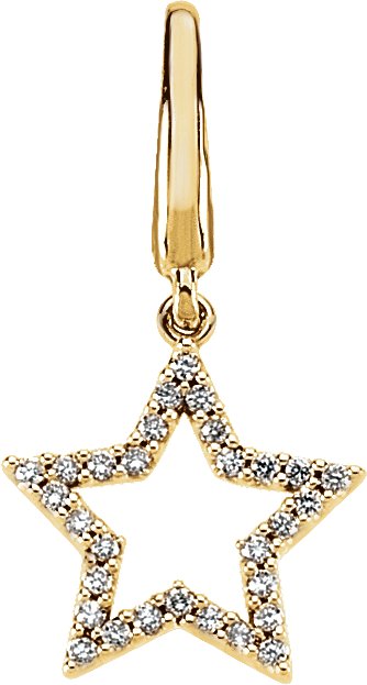 14K Gold Round Natural Diamond Accented Star Pendant – 1/8 CTW - Yellow Gold