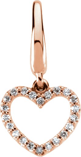 14K Gold Round Natural Diamond Accented Heart Pendant – 0.08 CTW - Rose Gold