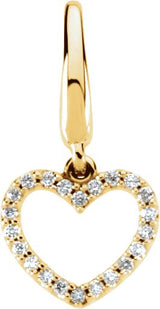 14K Gold Round Natural Diamond Accented Heart Pendant – 0.08 CTW - Yellow Gold