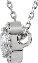 14K Gold Round Lab-Grown Diamond Halo-Style Necklace or Pendant – up to 1/4 CTW - White Gold - view 2