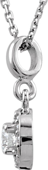 14K Gold Round Natural Diamond Halo-Style Necklace or Pendant - White Gold - view 2
