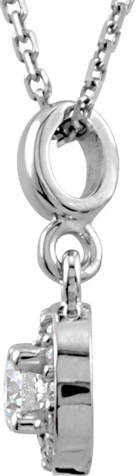 14K Gold Round Natural Diamond Halo-Style Necklace or Pendant - White Gold - view 2