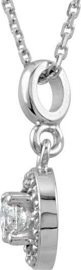 14K Gold Round Natural Diamond Halo-Style Necklace or Pendant - White Gold - view 2