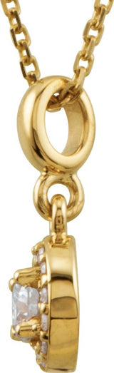 14K Gold Round Natural Diamond Halo-Style Necklace or Pendant - Yellow Gold - view 2