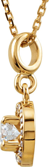 14K Gold Round Natural Diamond Halo-Style Necklace or Pendant - Yellow Gold - view 2