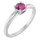 Platinum Round Natural Pink Tourmaline Solitaire Ring
