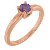 14K Gold Round Lab-Grown Alexandrite Solitaire Ring - Rose Gold