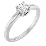Platinum Round Natural White Sapphire Solitaire Ring