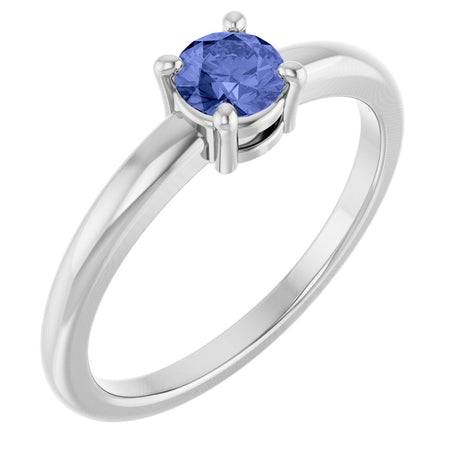 Platinum Round Natural Tanzanite Solitaire Ring