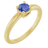 14K Gold Round Natural Tanzanite Solitaire Ring - Yellow Gold