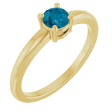 14K Gold Round Natural London Blue Topaz Solitaire Ring - Yellow Gold