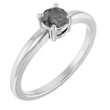 14K Gold Round Natural Gray Spinel Solitaire Ring - White Gold
