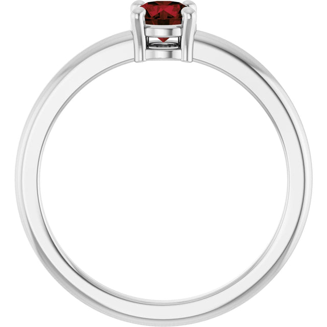 14K Gold Round Natural Mozambique Garnet Solitaire Ring - White Gold - view 2