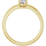 14K Gold Round Natural White Sapphire Solitaire Ring - Yellow Gold - view 2