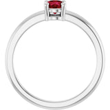 14K Gold Round Natural Ruby Solitaire Ring - White Gold - view 2