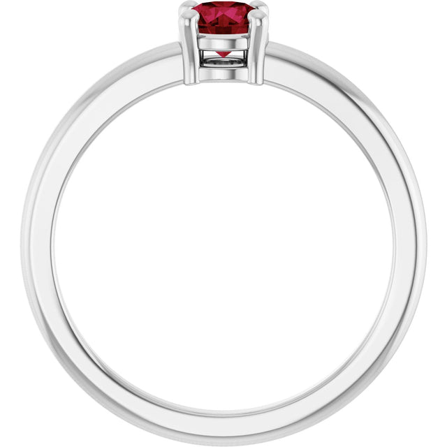 14K Gold Round Natural Ruby Solitaire Ring - White Gold - view 2