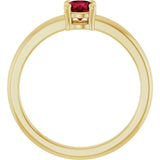 14K Gold Round Natural Ruby Solitaire Ring - Yellow Gold - view 2