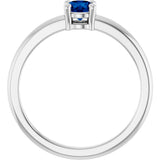 Platinum Round Natural Blue Sapphire Solitaire Ring - view 2