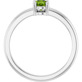 Platinum Round Natural Peridot Solitaire Ring - view 2