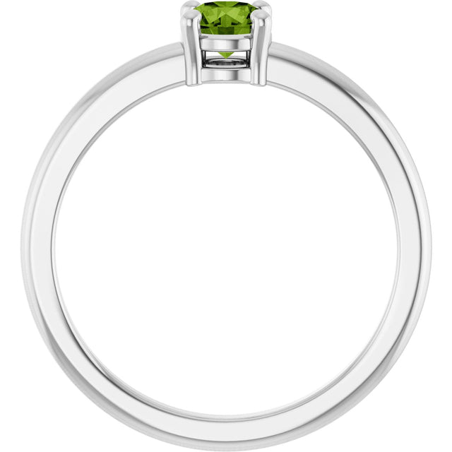 Platinum Round Natural Peridot Solitaire Ring - view 2
