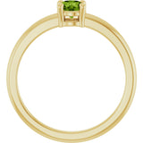 14K Gold Round Natural Peridot Solitaire Ring - Yellow Gold - view 2