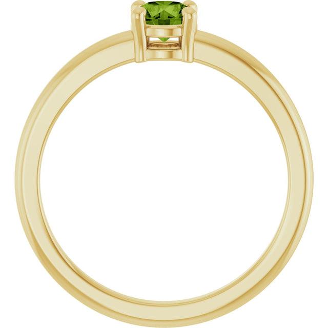 14K Gold Round Natural Peridot Solitaire Ring - Yellow Gold - view 2