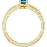 14K Gold Round Natural Blue Zircon Solitaire Ring - Yellow Gold - view 2