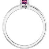 Platinum Round Natural Pink Tourmaline Solitaire Ring - view 2