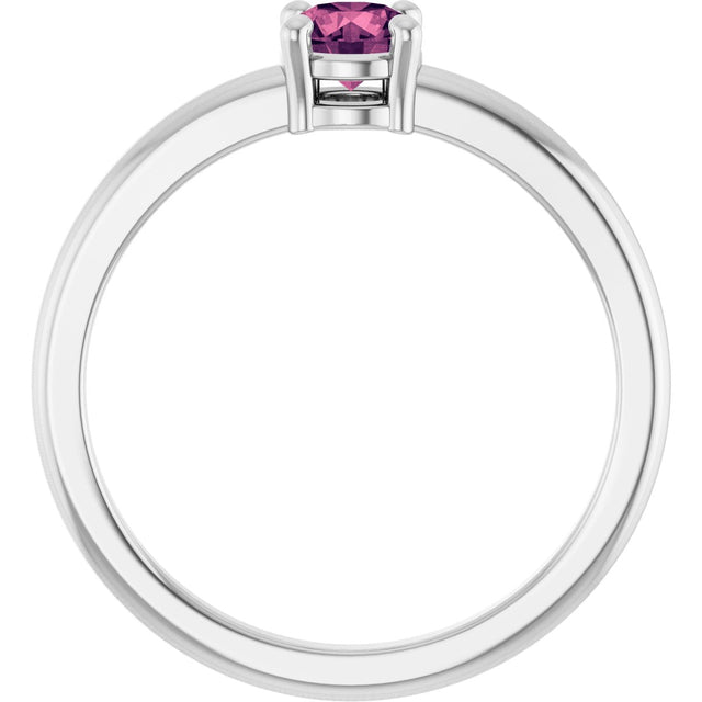 Platinum Round Natural Pink Tourmaline Solitaire Ring - view 2