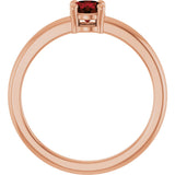 14K Gold Round Natural Mozambique Garnet Solitaire Ring - Rose Gold - view 2
