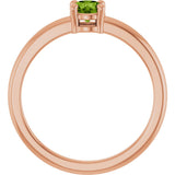 14K Gold Round Natural Peridot Solitaire Ring - Rose Gold - view 2