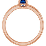 14K Gold Round Natural Blue Sapphire Solitaire Ring - Rose Gold - view 2