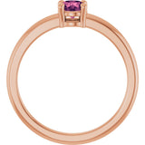 14K Gold Round Natural Pink Tourmaline Solitaire Ring - Rose Gold - view 2