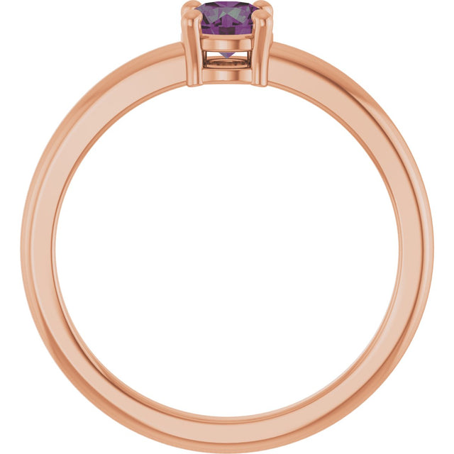 14K Gold Round Lab-Grown Alexandrite Solitaire Ring - Rose Gold - view 2