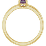 14K Gold Round Lab-Grown Alexandrite Solitaire Ring - Yellow Gold - view 2