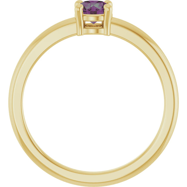 14K Gold Round Lab-Grown Alexandrite Solitaire Ring - Yellow Gold - view 2