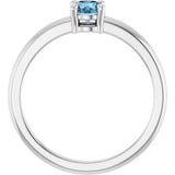 14K Gold Round Natural Sky Blue Topaz Solitaire Ring - White Gold - view 2