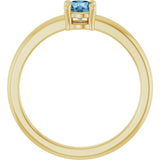 14K Gold Round Natural Sky Blue Topaz Solitaire Ring - Yellow Gold - view 2