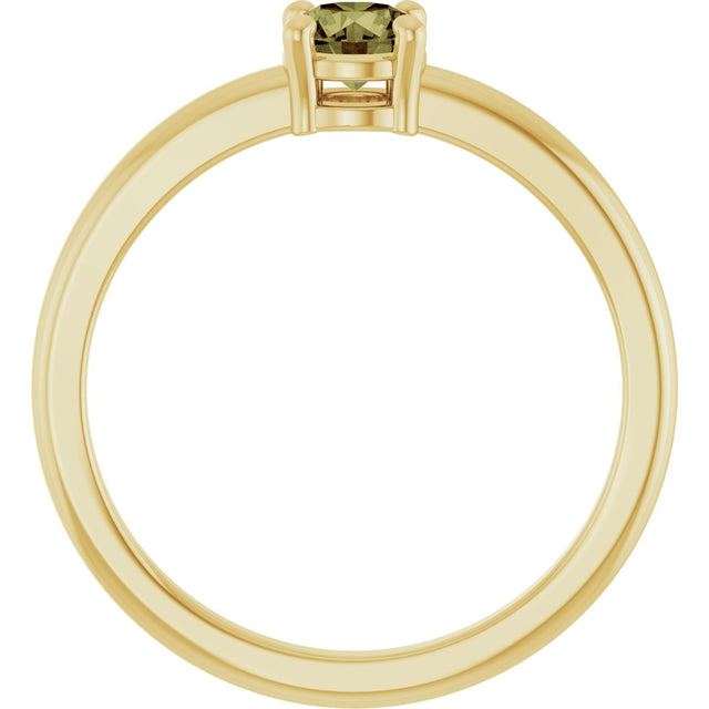 14K Gold Round Natural Green Sapphire Solitaire Ring - Yellow Gold - view 2