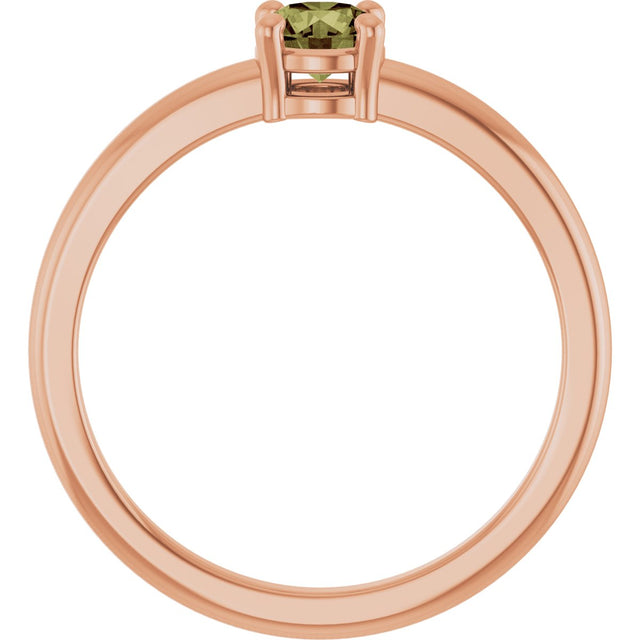 14K Gold Round Natural Green Sapphire Solitaire Ring - Rose Gold - view 2