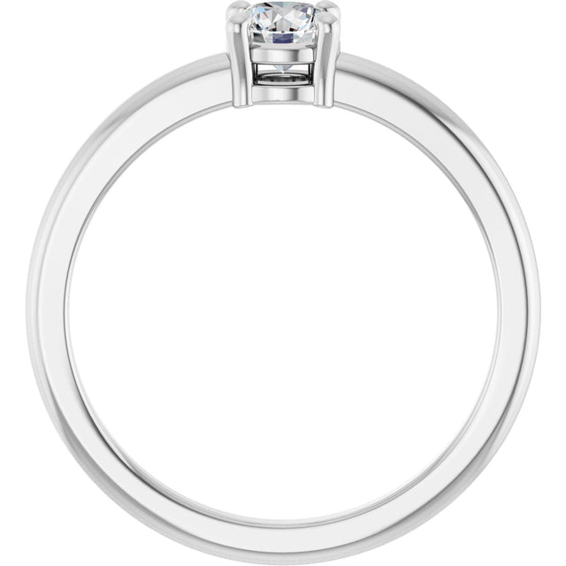 Platinum Round Natural White Sapphire Solitaire Ring - view 2