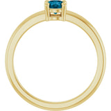 14K Gold Round Natural London Blue Topaz Solitaire Ring - Yellow Gold - view 2