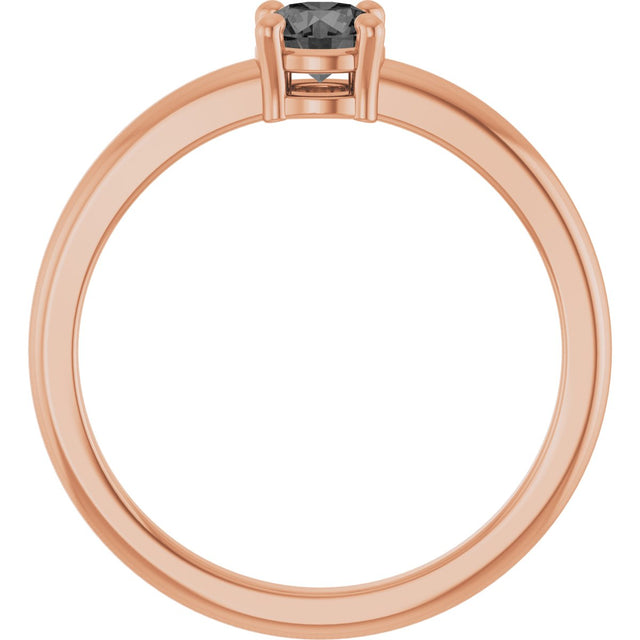 14K Gold Round Natural Gray Spinel Solitaire Ring - Rose Gold - view 2