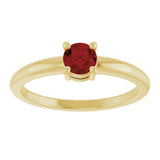14K Gold Round Natural Mozambique Garnet Solitaire Ring - Yellow Gold - view 3