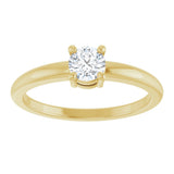 14K Gold Round Natural White Sapphire Solitaire Ring - Yellow Gold - view 3
