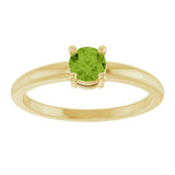 14K Gold Round Natural Peridot Solitaire Ring - Yellow Gold - view 3