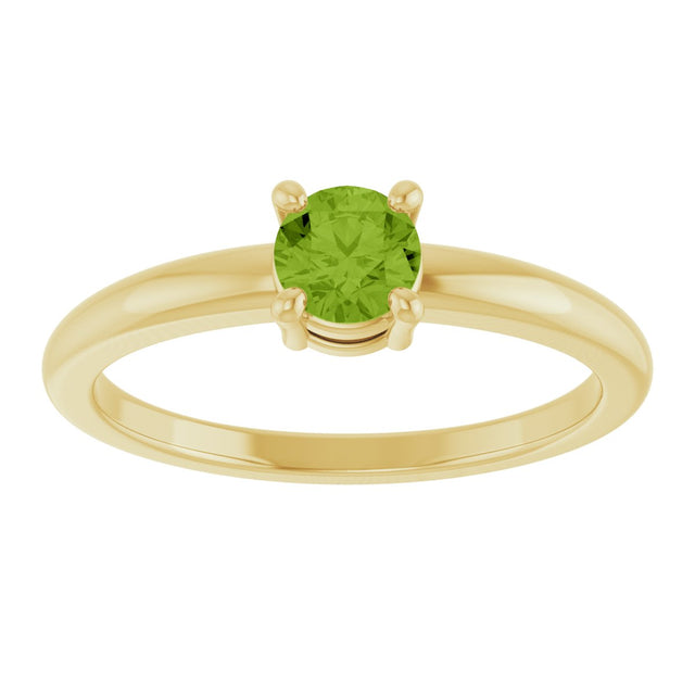 14K Gold Round Natural Peridot Solitaire Ring - Yellow Gold - view 3
